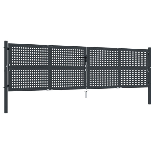 VidaXL Poort 400x125 cm staal antracietkleurig