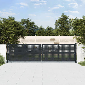 VidaXL Poort 400x125 cm staal antracietkleurig