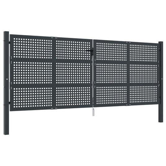 VidaXL Poort 400x200 cm staal antracietkleurig