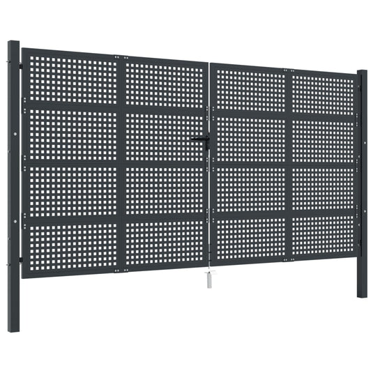 VidaXL Poort 400x225 cm staal antracietkleurig
