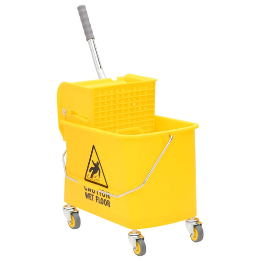 VidaXL Dweilemmer met wringer en wielen 20 L polypropeen geel