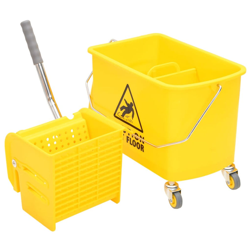Load image into Gallery viewer, VidaXL Dweilemmer met wringer en wielen 20 L polypropeen geel
