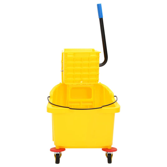 Vidaxl dweilemmer met wringer en wielen 36 l polypropeen geel