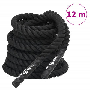 Vidaxl battle rope zwart 12 m 9 kg polyester