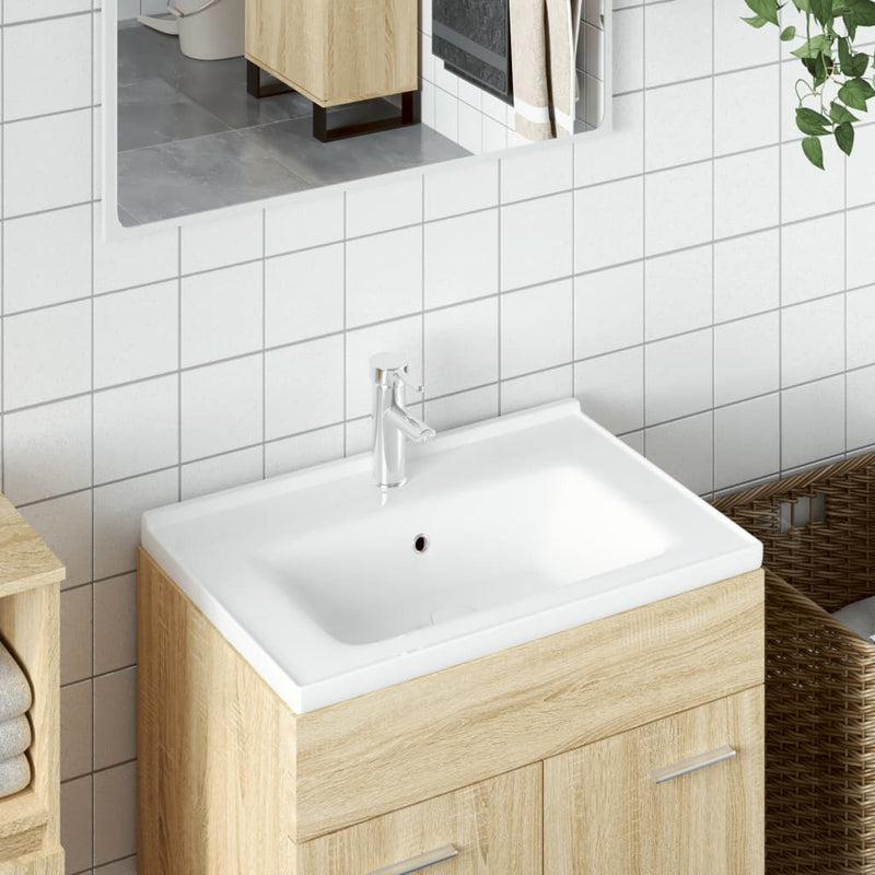 Load image into Gallery viewer, Vidaxl wastafel rechthoekig 71x48x19,5 cm keramiek wit
