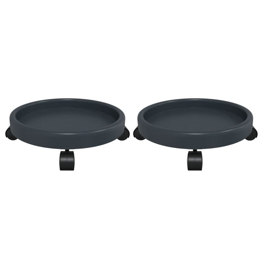 Vidaxl plantentrolleys 2 st met wielen ø34 cm 35 kg grijs