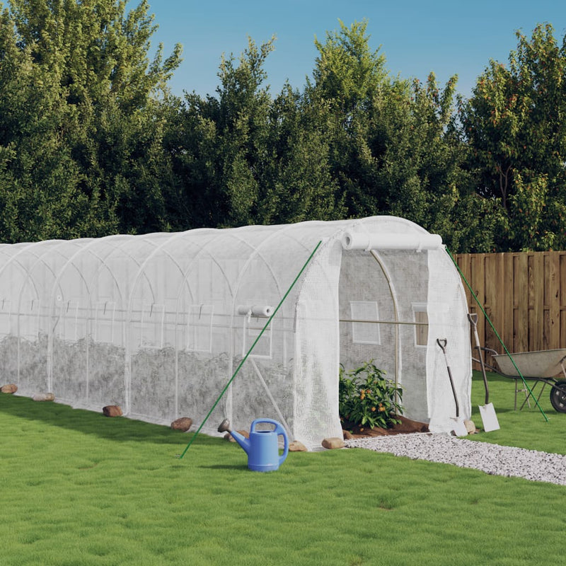 Load image into Gallery viewer, VidaXL Tuinkas met stalen frame 28 m² 14x2x2 m wit
