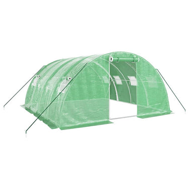 Vidaxl tuinkas met stalen frame 16 m² 4x4x2 m groen