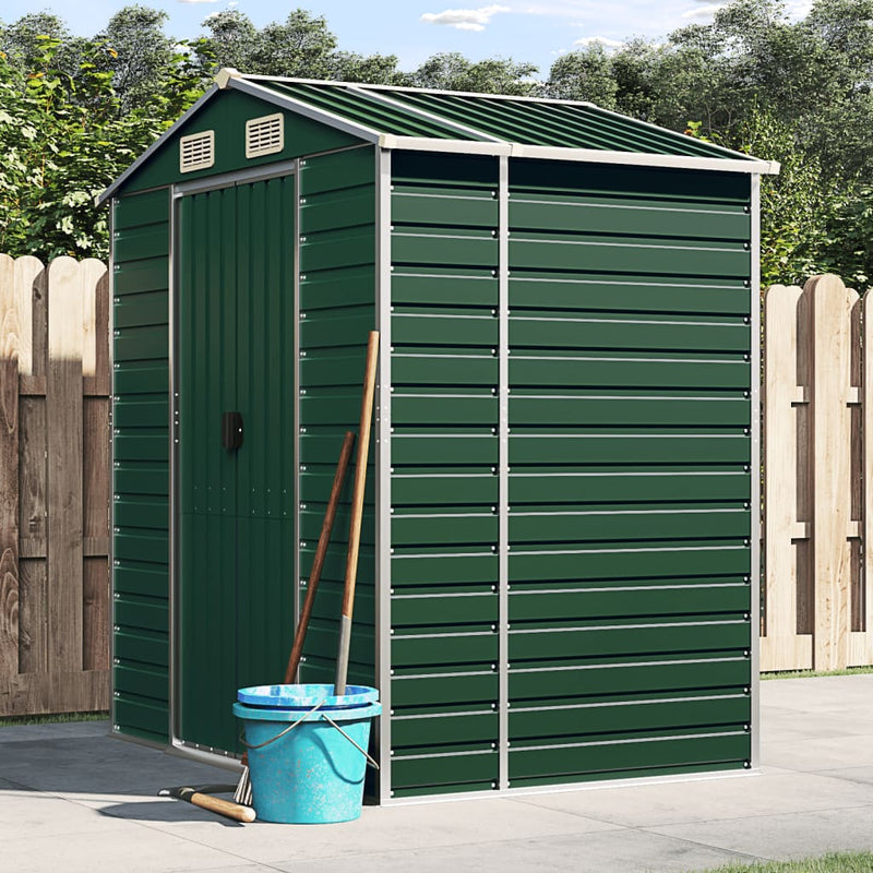 Load image into Gallery viewer, VidaXL Tuinschuur 191x130x198 cm gegalvaniseerd staal groen
