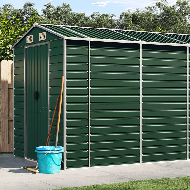Load image into Gallery viewer, VidaXL Tuinschuur 191x470x198 cm gegalvaniseerd staal groen
