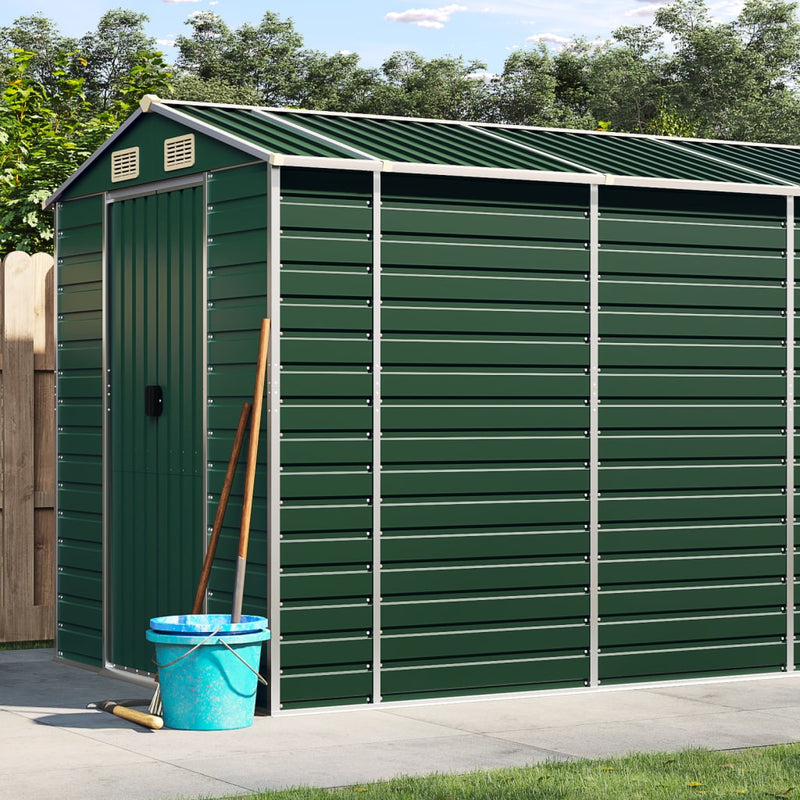 Load image into Gallery viewer, VidaXL Tuinschuur 191x555x198 cm gegalvaniseerd staal groen
