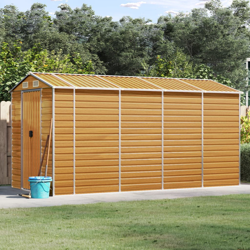 Load image into Gallery viewer, VidaXL Tuinschuur 191x385x198 cm gegalvaniseerd staal lichtbruin
