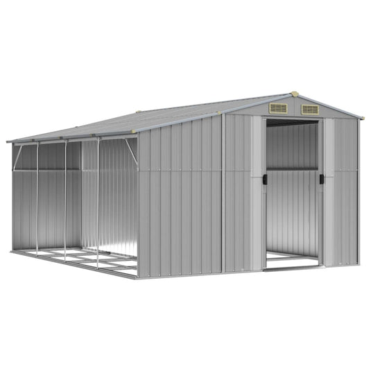VidaXL Tuinschuur 277x365,5x179 cm gegalvaniseerd staal grijs