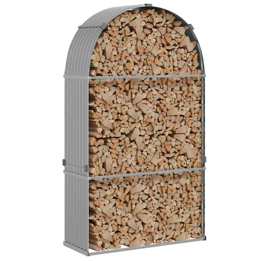 Vidaxl haardhoutopslag 120x45x210 cm gegalvaniseerd staal lichtgrijs