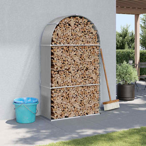 Vidaxl haardhoutopslag 120x45x210 cm gegalvaniseerd staal lichtgrijs
