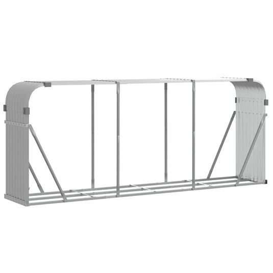 Vidaxl haardhoutopslag 234x45x100 cm gegalvaniseerd staal lichtgrijs