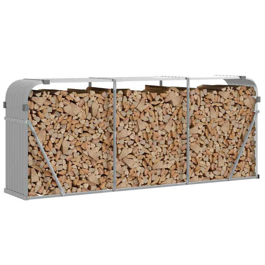 Vidaxl haardhoutopslag 234x45x100 cm gegalvaniseerd staal lichtgrijs