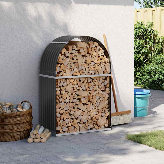 Vidaxl haardhoutopslag 80x45x120 cm gegalvaniseerd staal antraciet