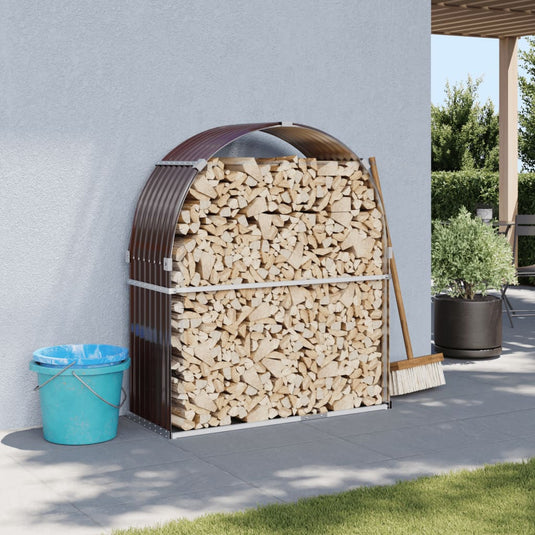 Vidaxl haardhoutopslag 120x45x140 cm gegalvaniseerd staal bruin