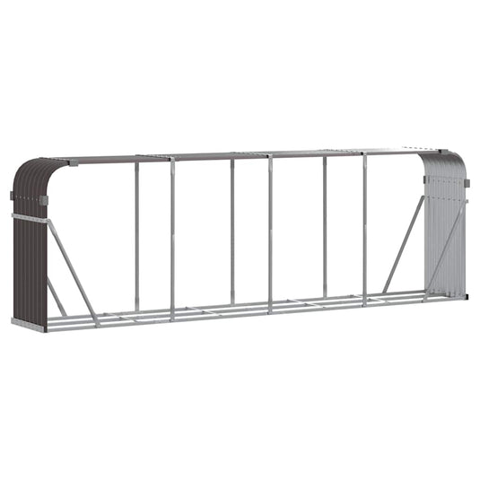 Vidaxl haardhoutopslag 300x45x100 cm gegalvaniseerd staal bruin