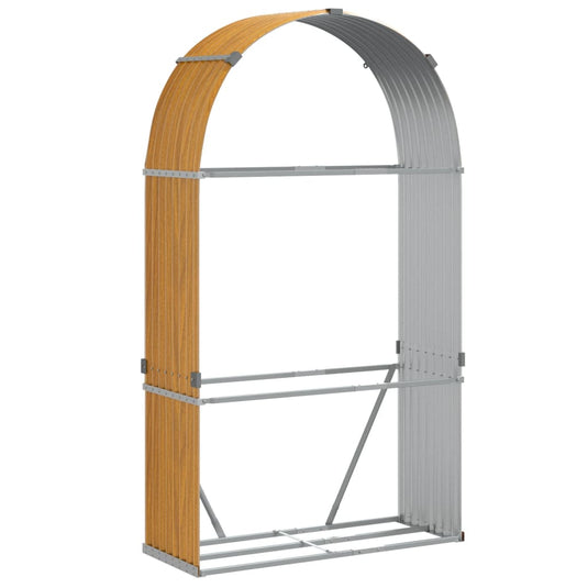 Vidaxl haardhoutopslag 120x45x210 cm gegalvaniseerd staal houtlook