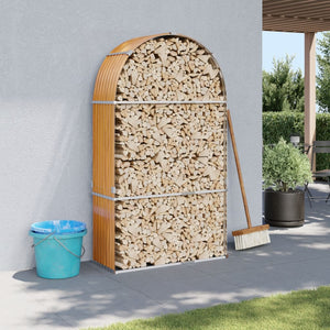 Vidaxl haardhoutopslag 120x45x210 cm gegalvaniseerd staal houtlook