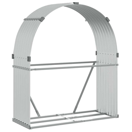 Vidaxl haardhoutopslag 120x45x140 cm gegalvaniseerd staal zilverkleur