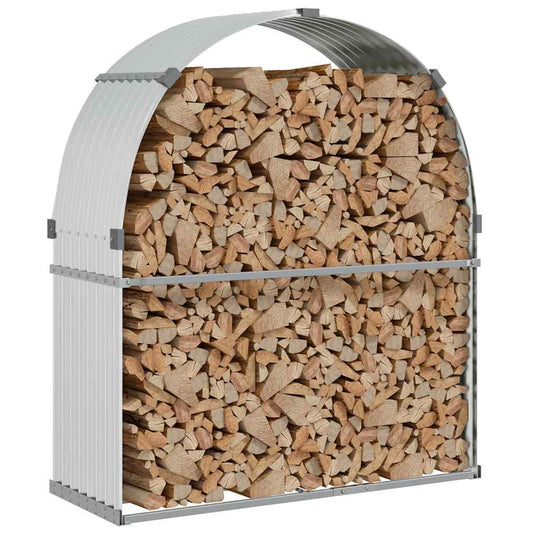 Vidaxl haardhoutopslag 120x45x140 cm gegalvaniseerd staal zilverkleur
