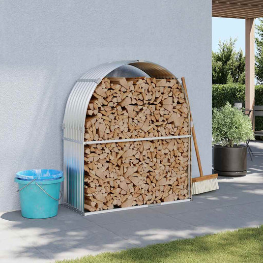 Vidaxl haardhoutopslag 120x45x140 cm gegalvaniseerd staal zilverkleur