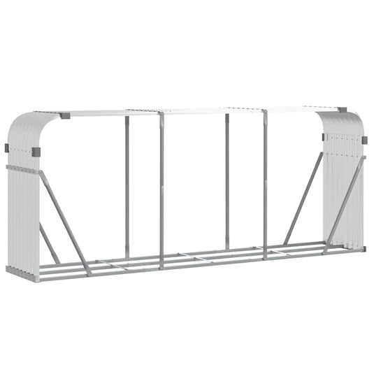 Vidaxl haardhoutopslag 234x45x100 cm gegalvaniseerd staal zilverkleur