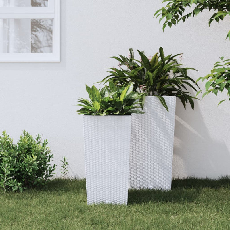 Load image into Gallery viewer, VidaXL Plantenbak met uitneembare bak rattan-look 11 26,5 L PP wit
