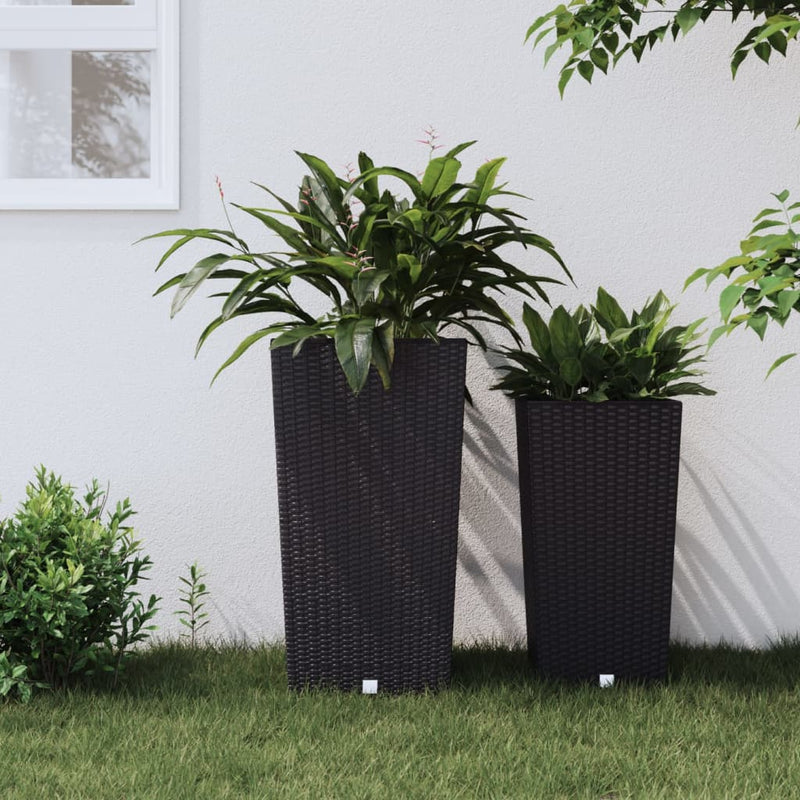 Load image into Gallery viewer, VidaXL Plantenbak met uitneembare bak rattan-look 21 49 L PP antraciet
