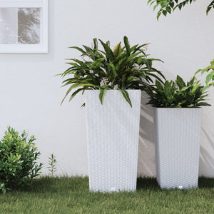 VidaXL Plantenbak met uitneembare bak rattan-look 21 49 L PP wit