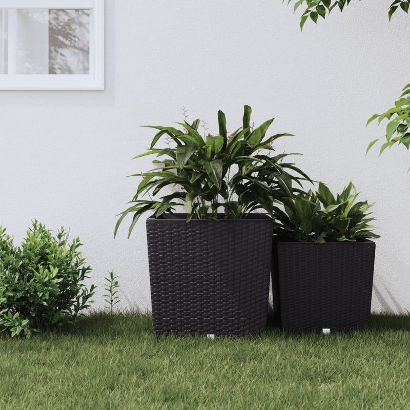 Load image into Gallery viewer, Vidaxl plantenbak met uitneembare bak rattan-look 37 64 l pp antraciet
