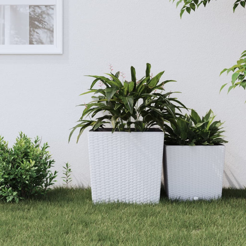 Load image into Gallery viewer, Vidaxl plantenbak met uitneembare bak rattan-look 37 64 l pp wit
