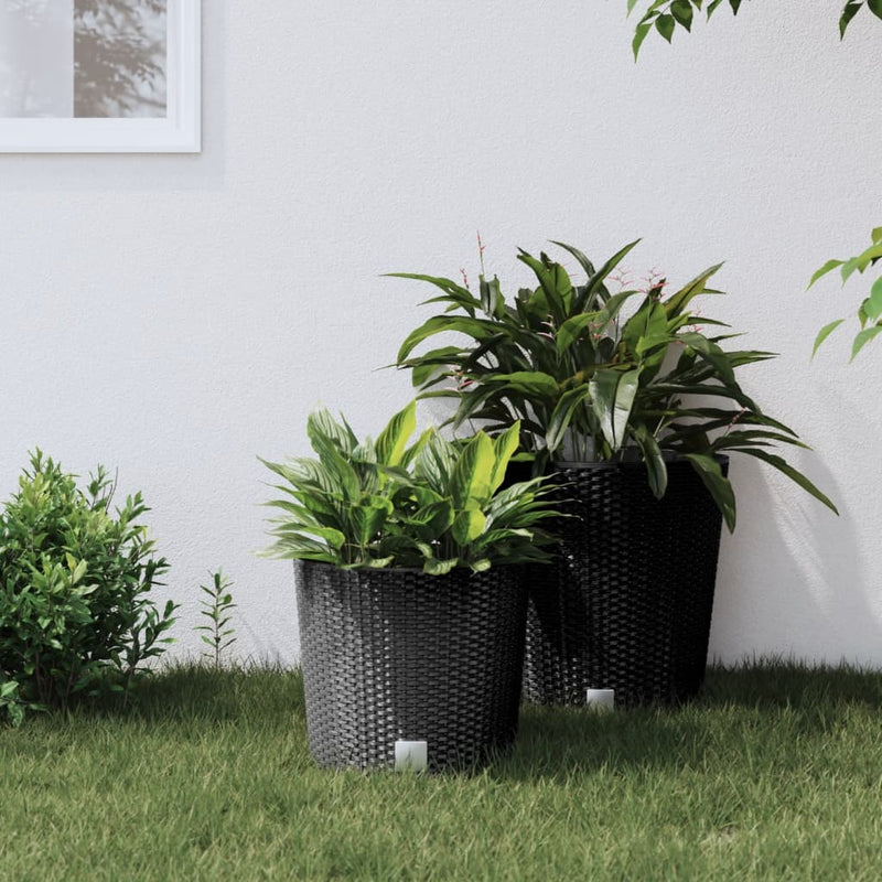 Load image into Gallery viewer, Vidaxl plantenbak uitneembare bak rattan-look 15 15,3 l pp antraciet
