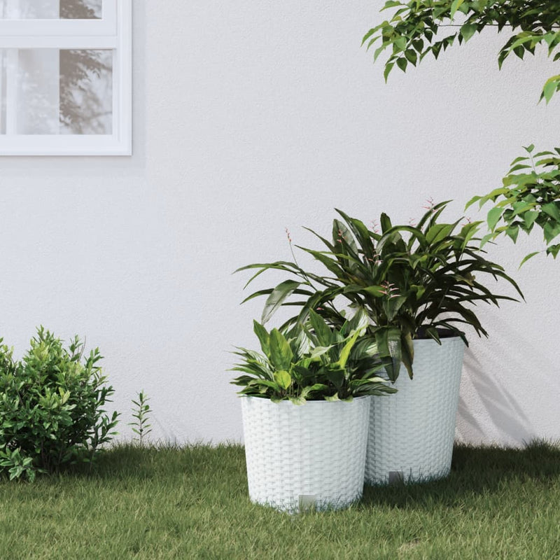 Load image into Gallery viewer, Vidaxl plantenbak met uitneembare bak rattan-look 15 15,3 l pp wit
