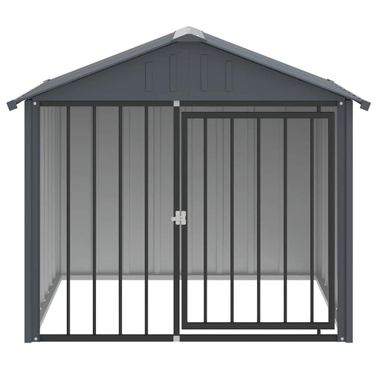 Vidaxl hondenhok met dak 117x103x102 cm gegalvaniseerd staal zwart