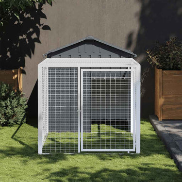 Vidaxl kippenhok met ren antraciet 117x201x123 cm gegalvaniseerd staal