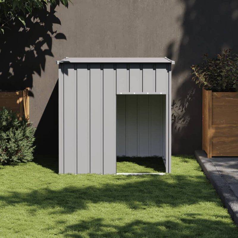 Load image into Gallery viewer, Vidaxl hondenhok met dak lichtgrijs 110x103x109 cm gegalvaniseerd staal
