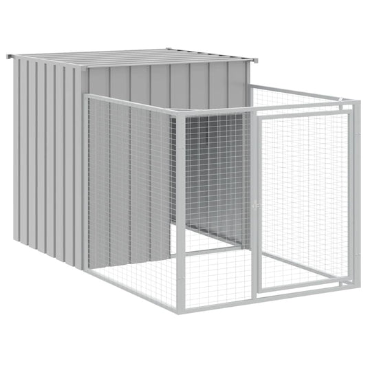 Vidaxl hondenhok met ren lichtgrijs 110x201x110 cm gegalvaniseerd staal