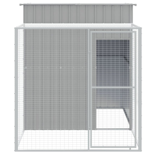VidaXL Kippenhok met ren 165x251x181 cm gegalvaniseerd staal grijs