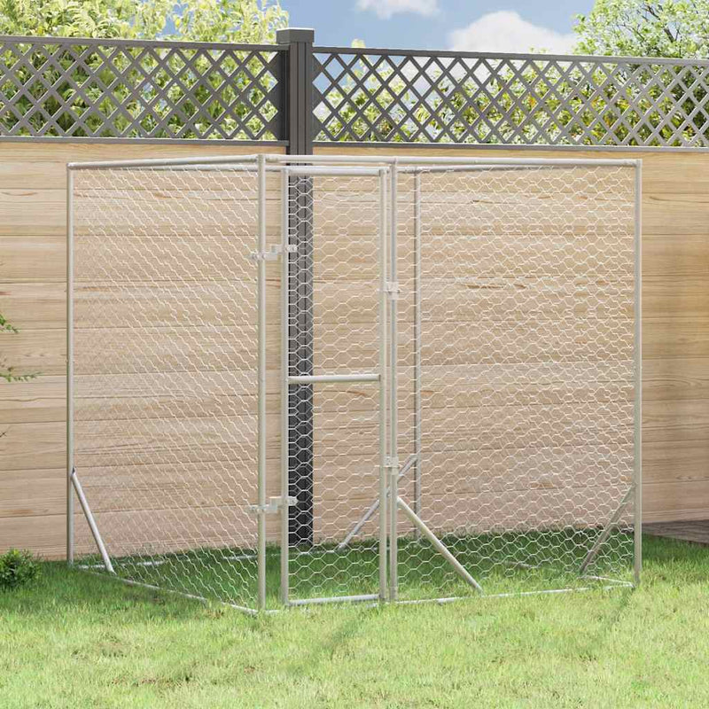 Load image into Gallery viewer, Vidaxl hondenkennel voor buiten 2x2x2 m gegalvaniseerd staal zilver
