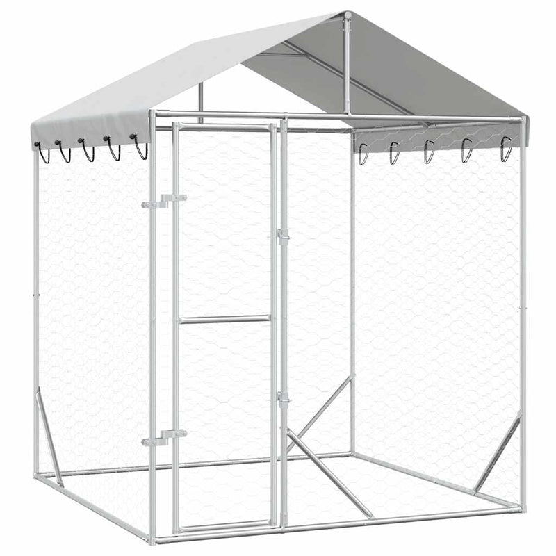 Load image into Gallery viewer, Vidaxl hondenkennel met dak 2x2x2,5 m gegalvaniseerd staal zilver
