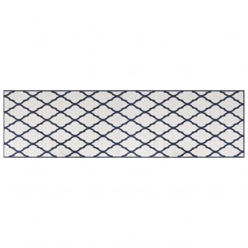 Load image into Gallery viewer, Vidaxl buitenkleed omkeerbaar 80x250 cm marineblauw en wit
