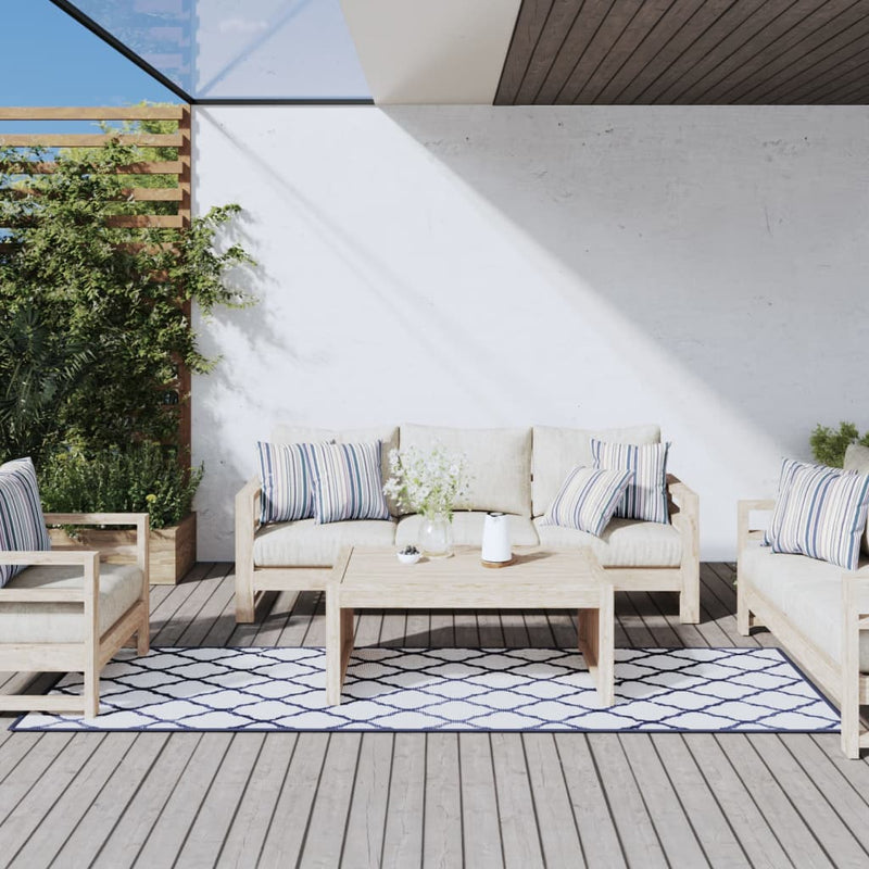 Load image into Gallery viewer, Vidaxl buitenkleed omkeerbaar 80x250 cm marineblauw en wit
