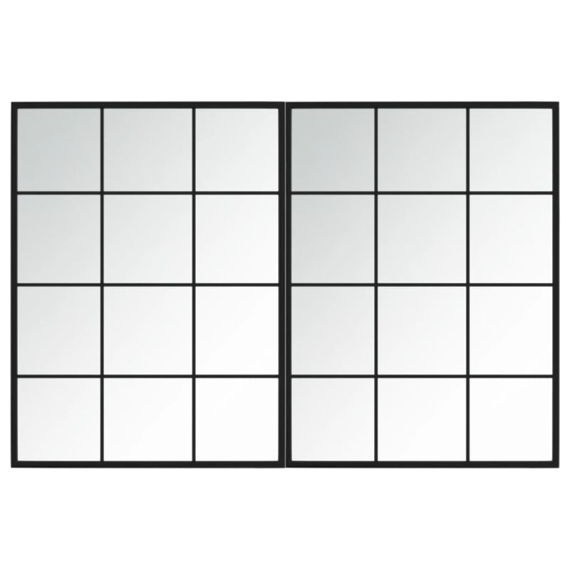 Load image into Gallery viewer, Vidaxl wandspiegels 2 st 80x60 cm metaal zwart
