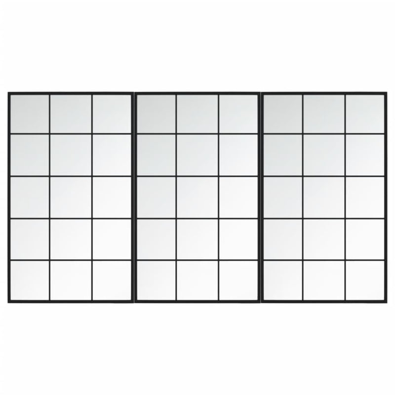 Load image into Gallery viewer, Vidaxl wandspiegels 3 st 100x60 cm metaal zwart
