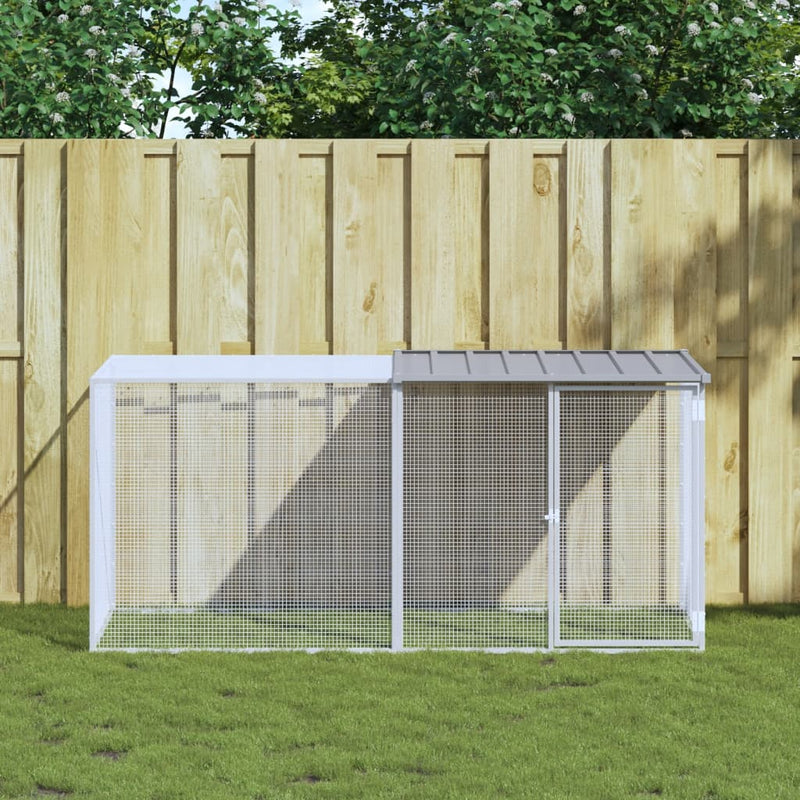 Load image into Gallery viewer, Vidaxl kippenhok met dak 203x98x90 cm gegalvaniseerd staal lichtgrijs
