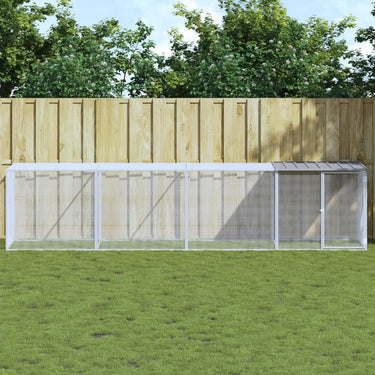 Vidaxl kippenhok met dak 403x98x90 cm gegalvaniseerd staal lichtgrijs